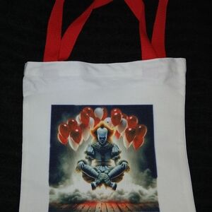 Red and White Graphic Tote Bag